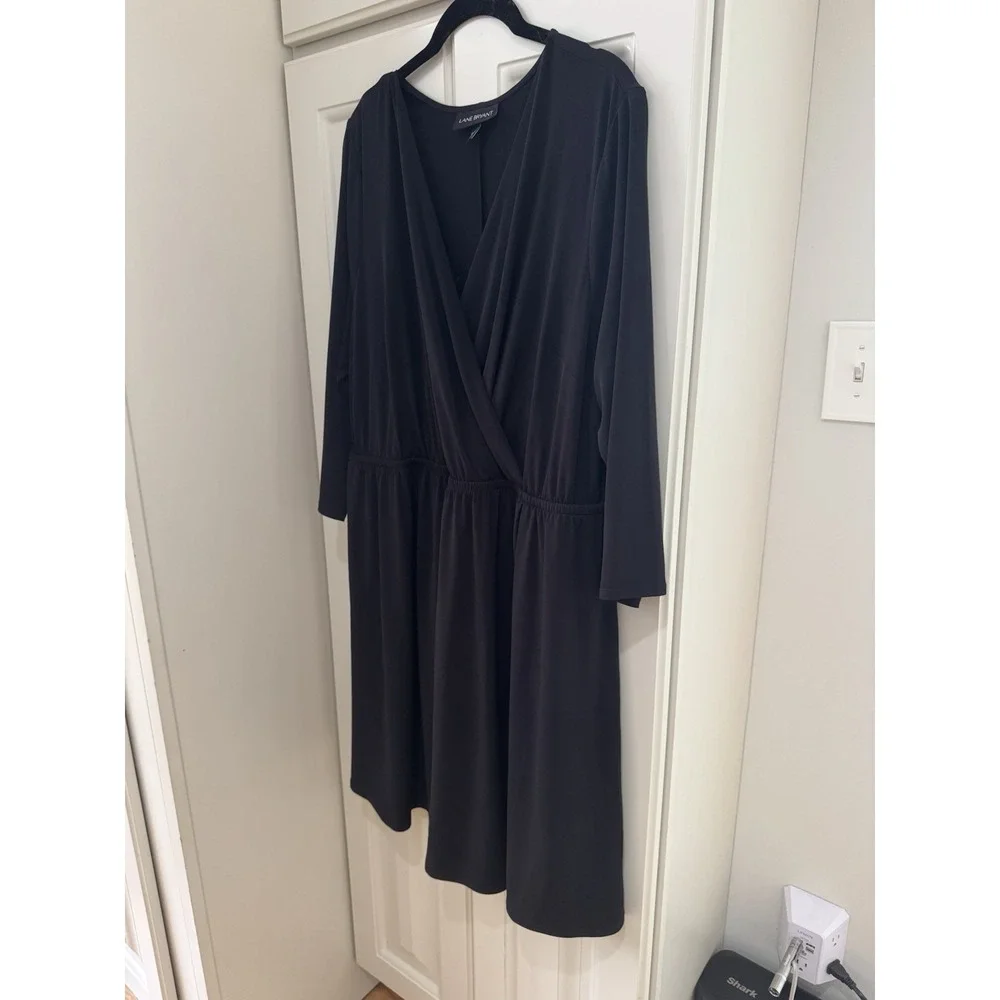 Womens Lane Bryant Black‎ Plus Size Dress Size 18/20 V Neck 3/4 Sleeve